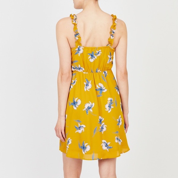 Collective concepts mini ruffle strap floral design in mustard colour - Picture 2 of 3